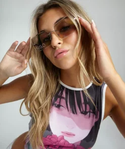 New Girl Order DIAMANTE SUNGLASSES WITH RAINBOW MIRROR LENS NEW IN