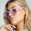 New Girl Order 90S RECTANGLE SUNGLASSES IN COLOURDRENCH LILAC