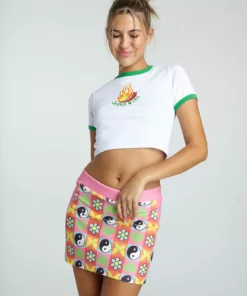 0 NEW IN VELOUR YIN YANG PRINT SKIRT