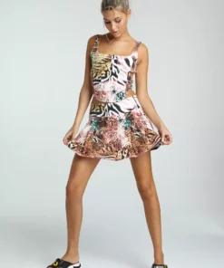 New Girl Order Y2K JUNGLE DENIM MINI SKIRT NEW IN