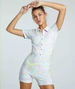 New Girl Order NEW IN MULTI SWIRL PRINT ROMPER