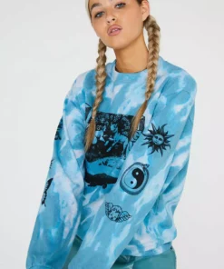 New Girl Order Tops TIE DYE ETCHED GRAPHIC SWEAT
