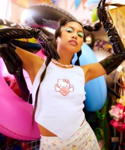 New Girl Order NGO X Hello Kitty HELLO KITTY ANGEL HANKY HEM RIB TANK