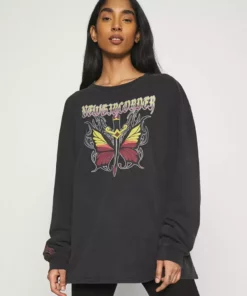 New Girl Order Butterfly Dagger Acid Wash Long Sleeved Top Tops