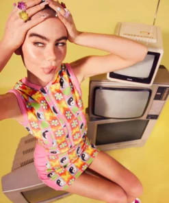 0 VELOUR YIN YANG PRINT VEST HOODIE