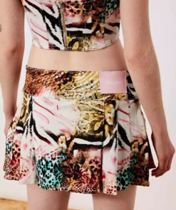 New Girl Order Y2K JUNGLE DENIM MINI SKIRT Curve NEW IN