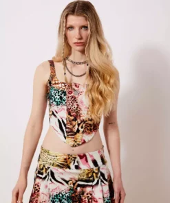 New Girl Order Y2K JUNGLE DENIM MINI SKIRT Curve NEW IN