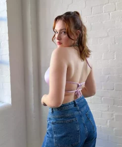 New Girl Order SATIN HALTER NECK TOP - LILAC Tops