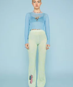 New Girl Order Tops POWERPUFF GIRLS LEOPARD PRINT FLARES - GREEN