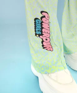 New Girl Order Tops POWERPUFF GIRLS LEOPARD PRINT FLARES - GREEN