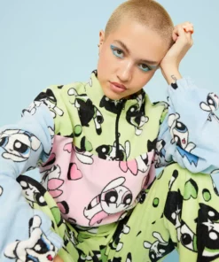 New Girl Order POWERPUFF GIRLS COLOUR BLOCK FLEECE 1/4 ZIP Tops