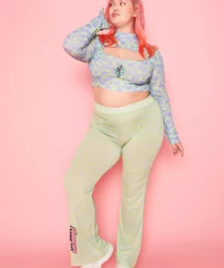 New Girl Order POWERPUFF GIRLS LEOPARD PRINT FLARES CURVE - GREEN Tops