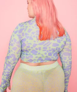 New Girl Order Tops POWERPUFF GIRLS COW PRINT CUT OUT LS TOP CURVE