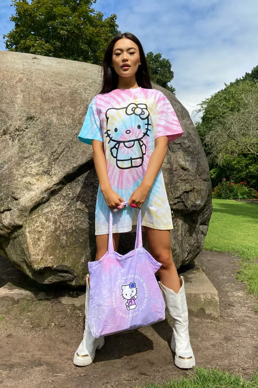 New Girl Order HELLO KITTY TIE DYE TOTE BAG