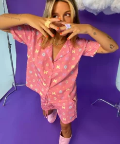 New Girl Order BUTTERFLY MONOGRAM WOVEN SHIRT