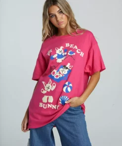 New Girl Order BEACH BUNNY PINK SHIRT NEW IN