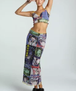 New Girl Order ANIME MESH MAXI SKIRT NEW IN