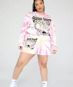 New Girl Order Tops SWEET HEART TIE DYE SHORTS CURVE