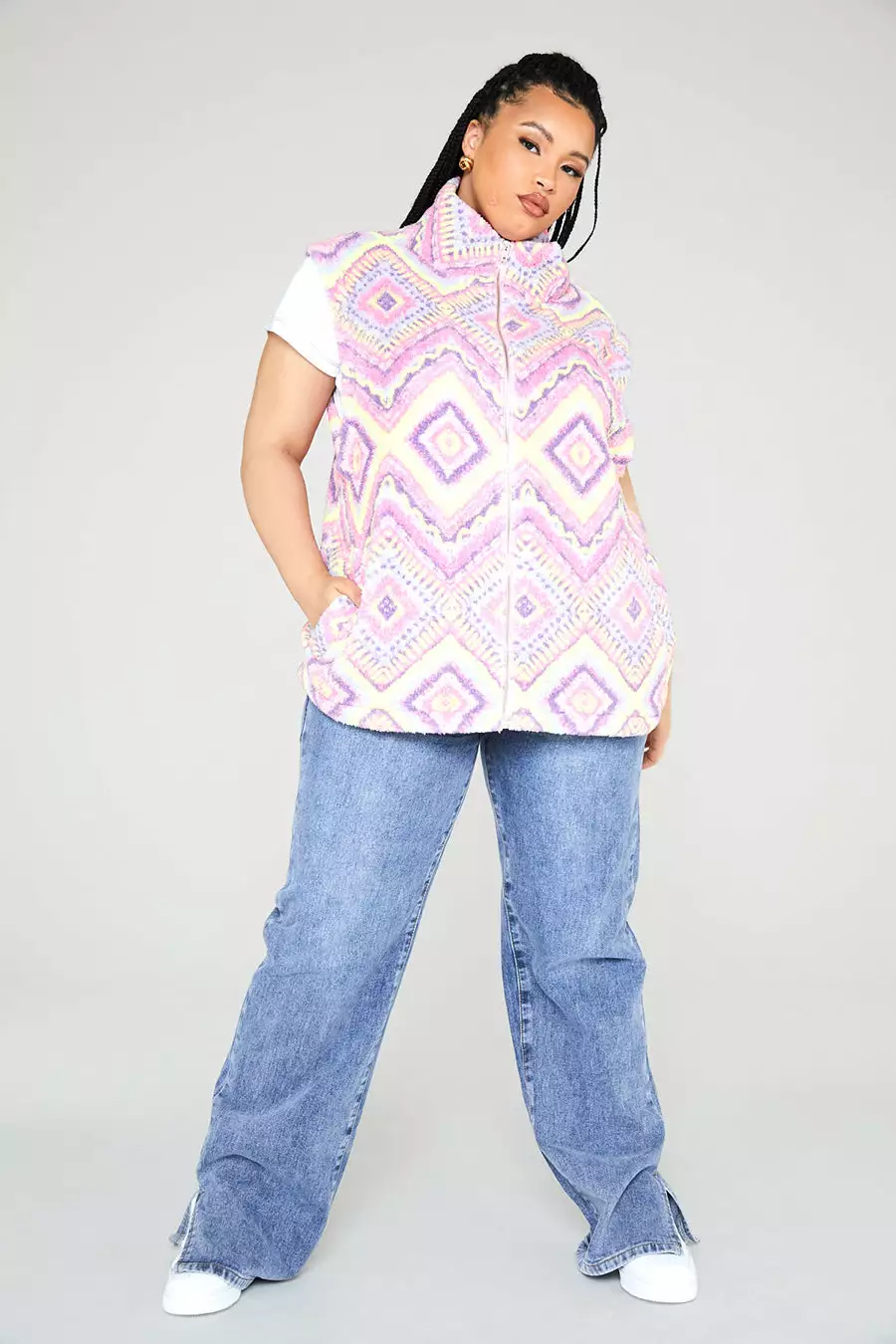 New Girl Order Sleeveless Aztec Borg Curve Tops