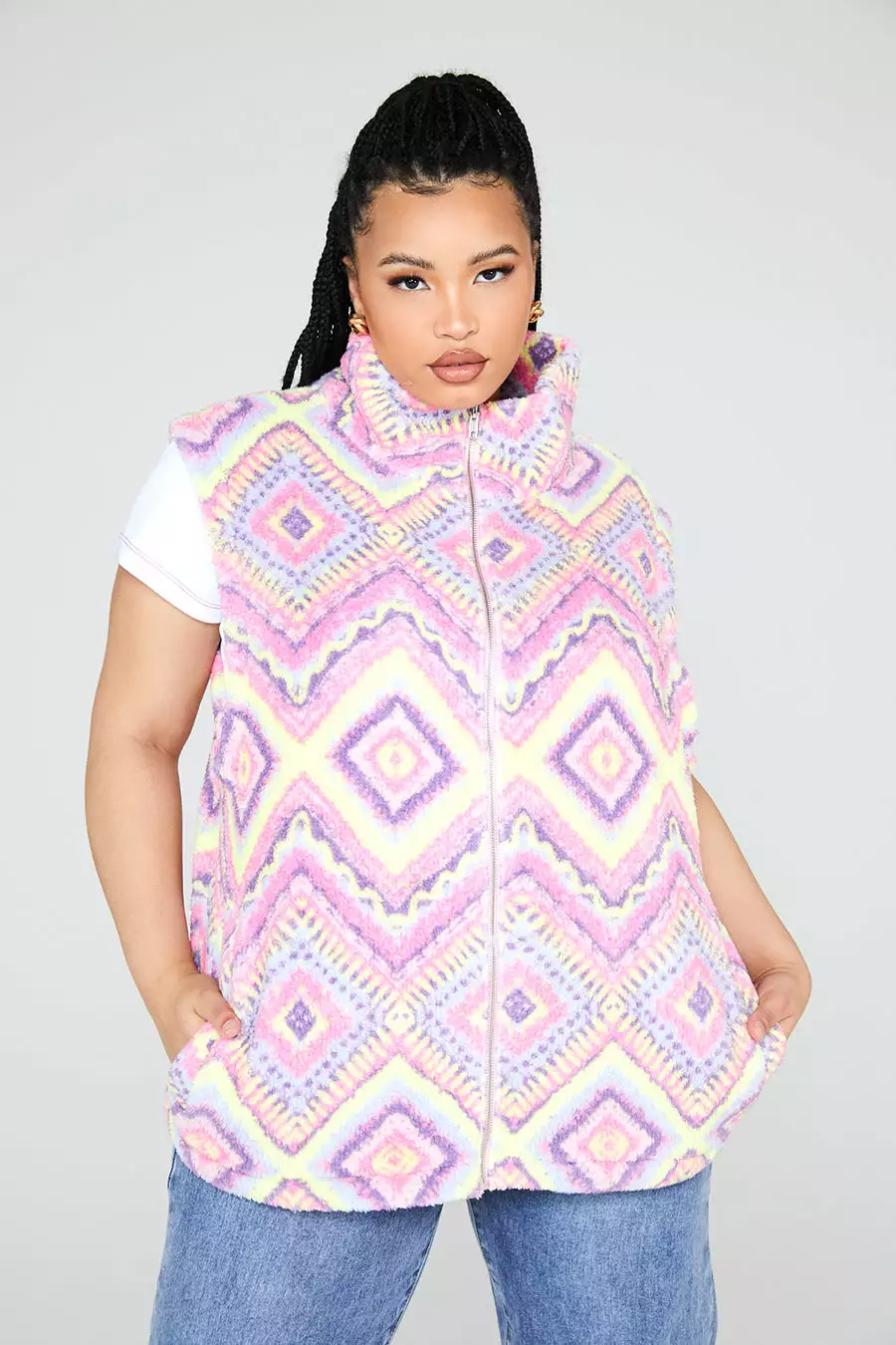 New Girl Order Sleeveless Aztec Borg Curve Tops