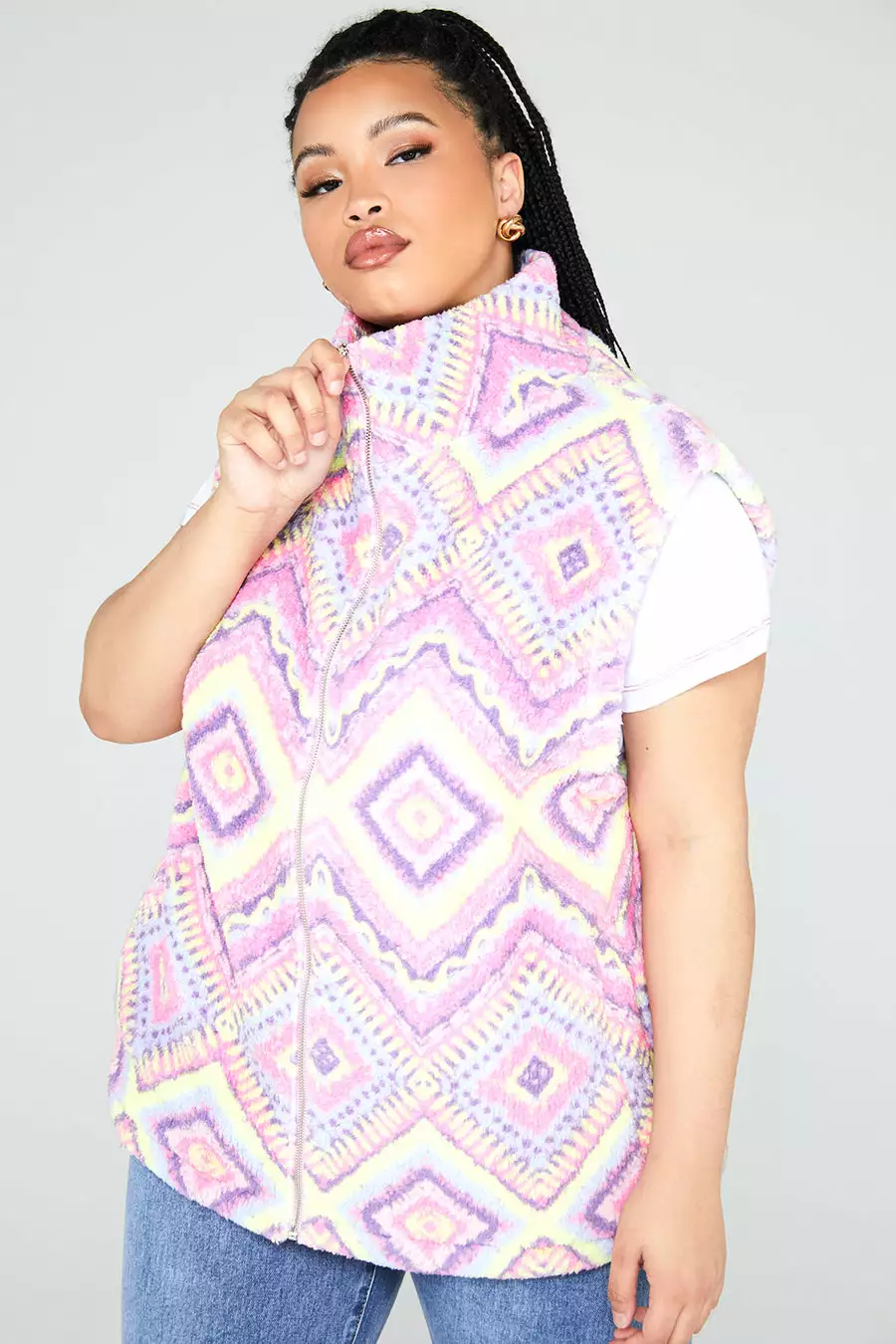 New Girl Order Sleeveless Aztec Borg Curve Tops