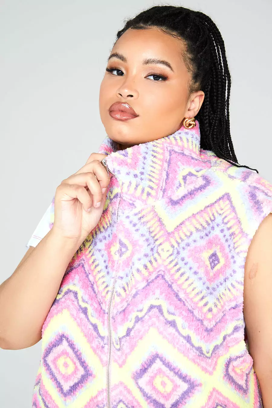 New Girl Order Sleeveless Aztec Borg Curve Tops