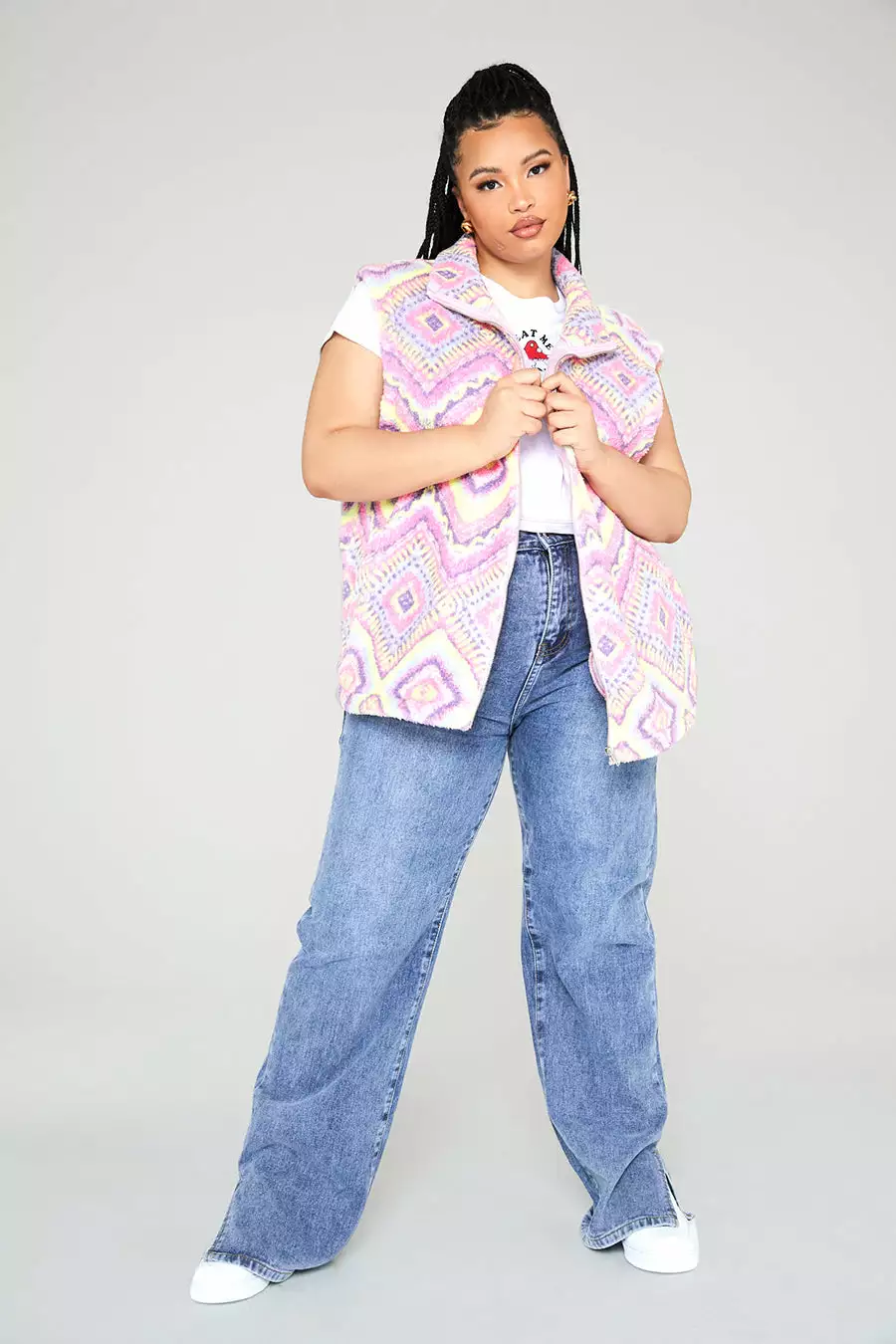 New Girl Order Sleeveless Aztec Borg Curve Tops