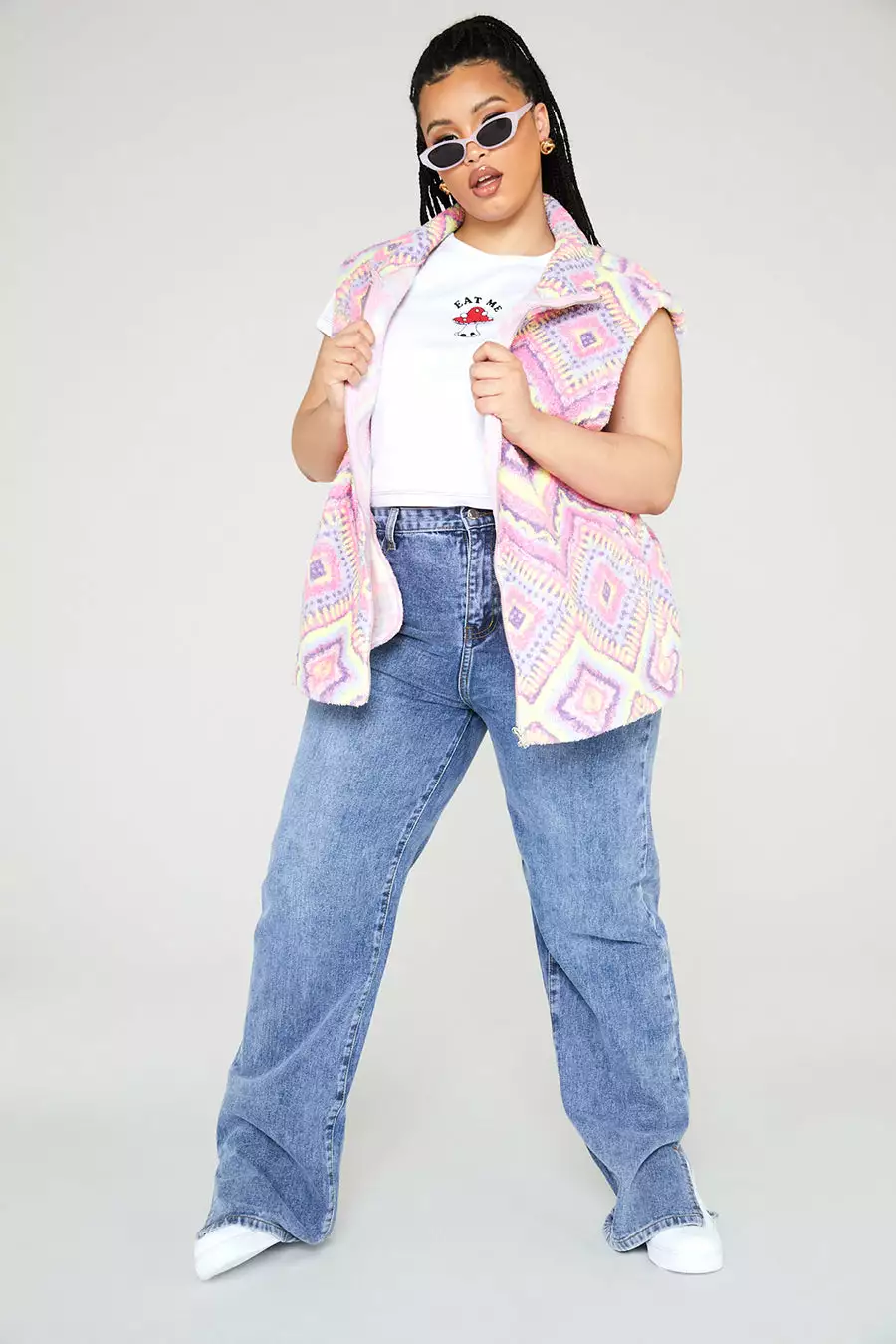 New Girl Order Sleeveless Aztec Borg Curve Tops