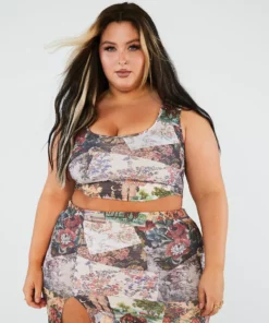 New Girl Order Tops PATCHWORK SIDE SPLIT MINI SKIRT CURVE