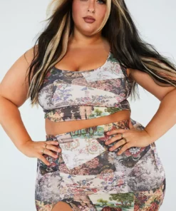 New Girl Order Tops PATCHWORK SIDE SPLIT MINI SKIRT CURVE