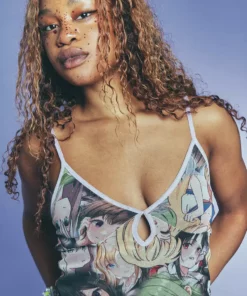 New Girl Order MESH CAMI WITH LILAC TRIM NEW IN