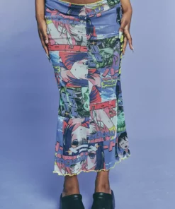 New Girl Order ANIME MESH MAXI SKIRT NEW IN