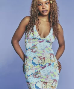 New Girl Order NEW IN LACE TRIM V NECK ANIME DRESS