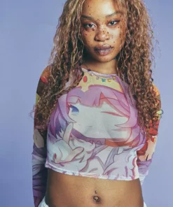 New Girl Order ANIME MESH LONG SLEEVE TOP NEW IN