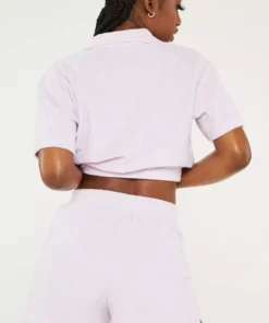 New Girl Order Tops NGO FLOWER LOGO TERRY SHORTS LILAC