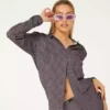 New Girl Order Tops LILAC CHECK BEACH SHIRT