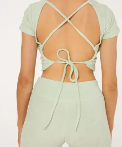 New Girl Order TOWELLING BACKLESS CROP TOP Swimwear