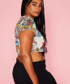 New Girl Order HELLO KITTY MESH CROP TEE CURVE