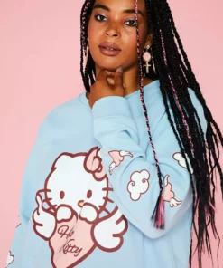 New Girl Order HELLO KITTY ANGEL HEART SWEAT CURVE Tops