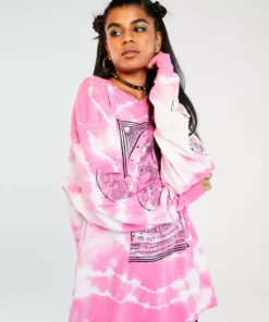 New Girl Order Opera Lady Tie Dye Long Sleeve Tee Pink Tops