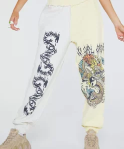 New Girl Order Yin Yang Dragon Panel Joggers