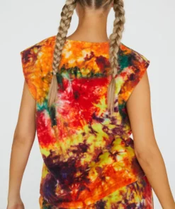 New Girl Order Tops Tie Dye Fleece Sleeveless Jacket