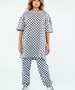 New Girl Order Tops WHITE CHECKERBOARD TEE