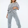 New Girl Order WHITE CHECKERBOARD TROUSERS