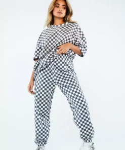 New Girl Order WHITE CHECKERBOARD TROUSERS