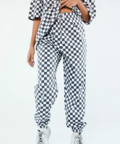 New Girl Order WHITE CHECKERBOARD TROUSERS