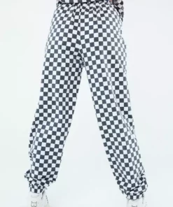 New Girl Order WHITE CHECKERBOARD TROUSERS