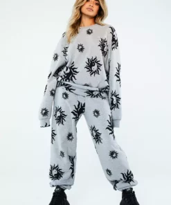 New Girl Order Tops Yin Yang Grey Marl Sweatshirt