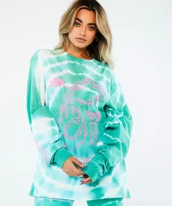 New Girl Order Tops Tattoo Dragon Tie Dye Long Sleeve Top