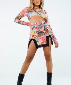 New Girl Order Tops VIBRANT PRINT CUT OUT BODY